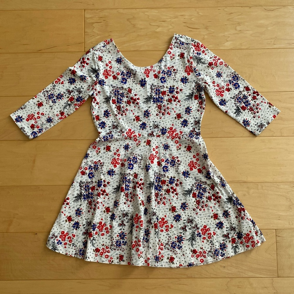 Old Navy Floral Cotton 3/4 Sleeve Girl Dress